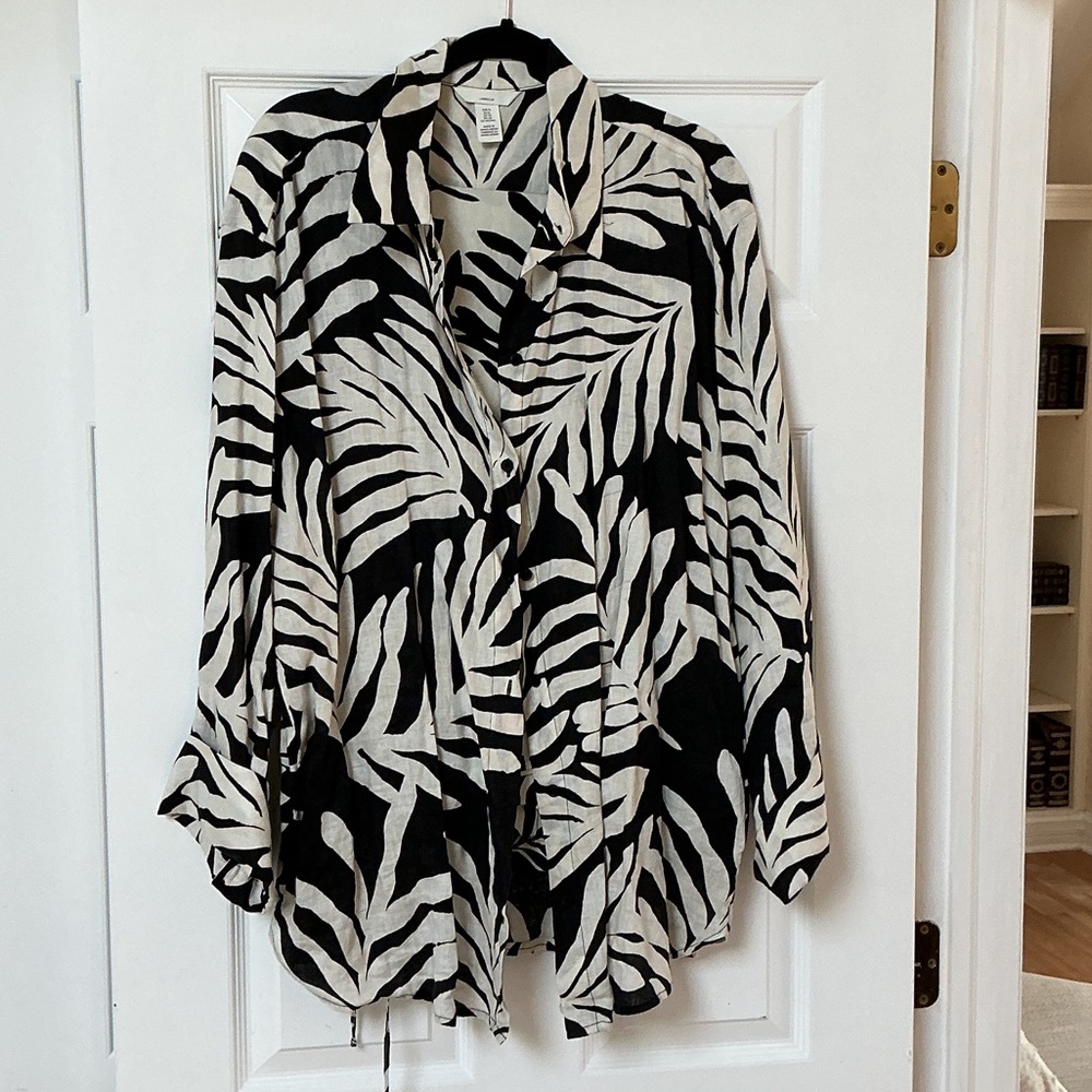 H&M Zebra Print Linen Blouse and pant set